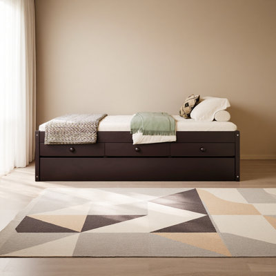 Platform Bed With Trundle And 2 Drawers,Solidwood Beds With Power Strip