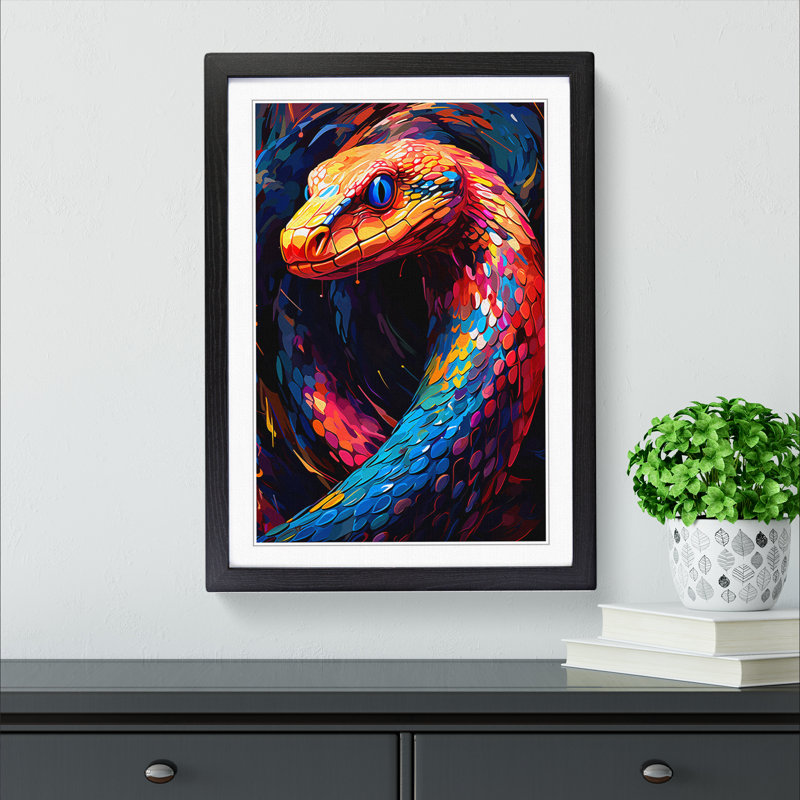 Python Abstract - Framed Print, Black, 34cm H x 25cm W x 2cm D