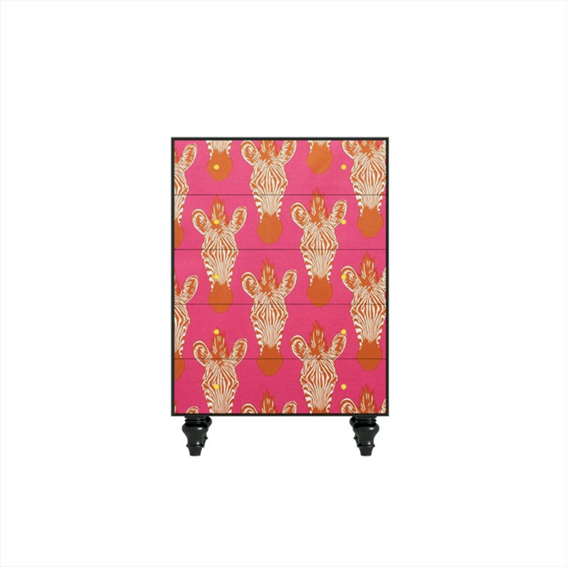 Commode d'appoint avec cinq tiroirs Retro, Noir