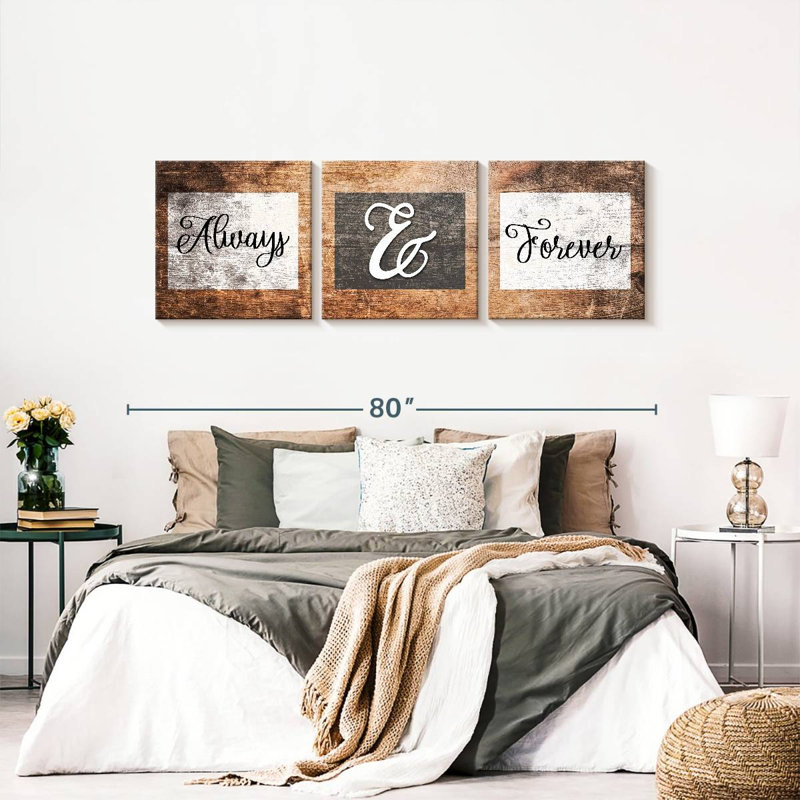 "Toujours et pour toujours", citation sur toile, 3 pièces, H 74 po x l 24 po x P 1,25 po