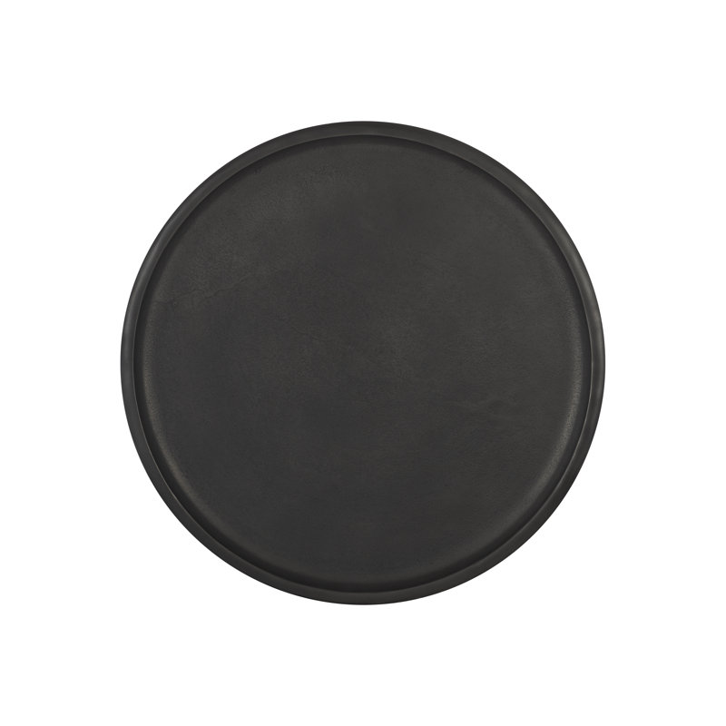 Black Round Metal Transitional End Table