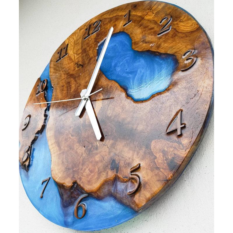 Horloge murale en bois, H 10 po x l 10 po x P 2 po