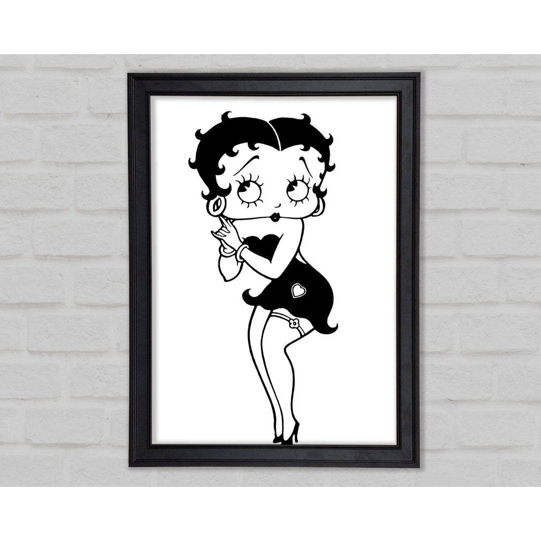 Betty Boop Love Heart Gerahmter Druck