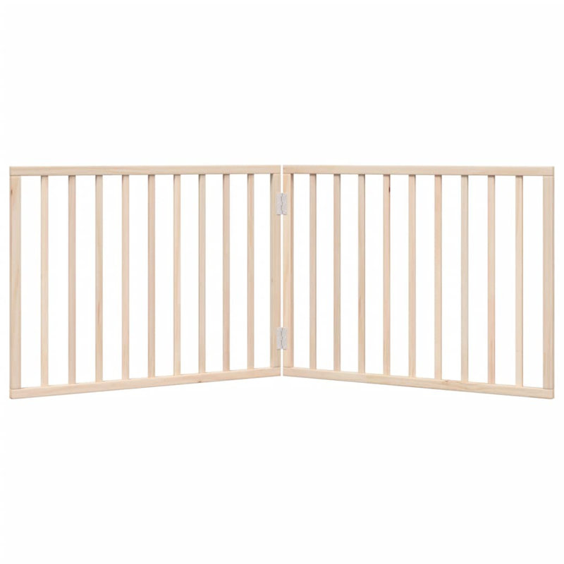 Archie & Oscar Dog Gate Foldable 2 Panels Brown 160 Cm Poplar Wood, Beige, 60cm H x 160cm W x 2cm D