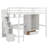 Full Size Loft Bed With Desk And Staircase, Wood High Loft Bed With Charging Station, Bookcase, Wardrobe And Drawers-794260674