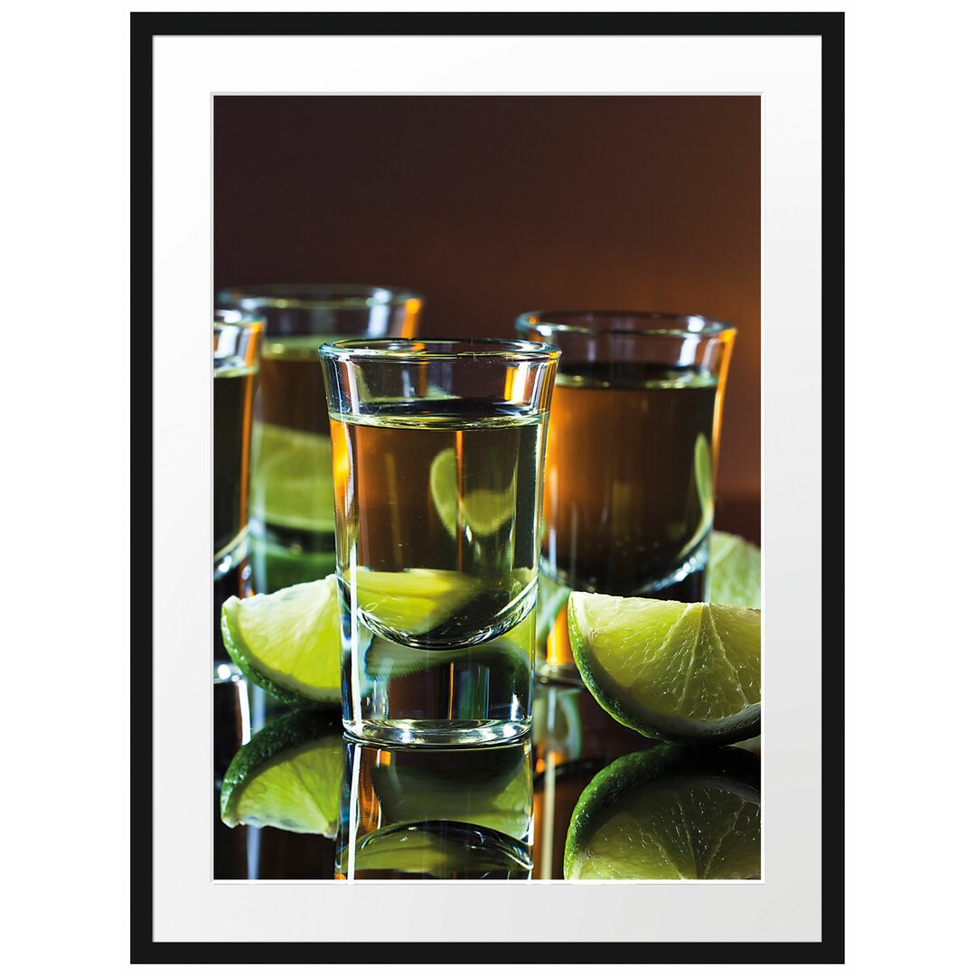 Gerahmtes Poster Tequila mit Limetten