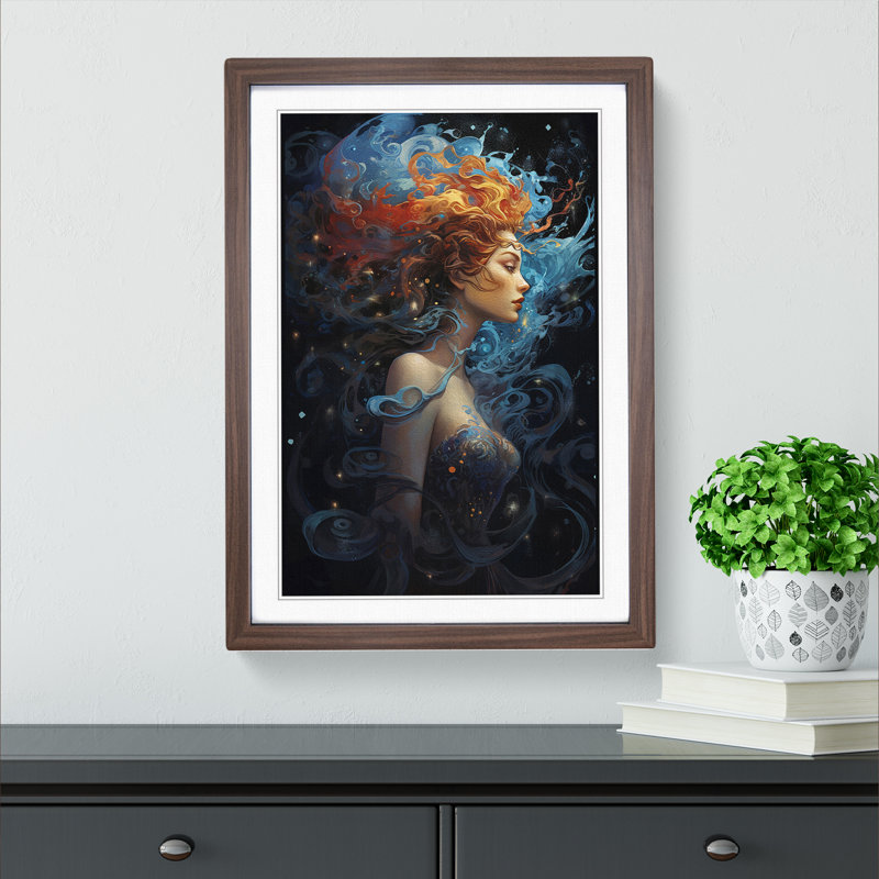 Single Picture Frame Print on Wood, Walnut Framed, 46cm H x 34cm W