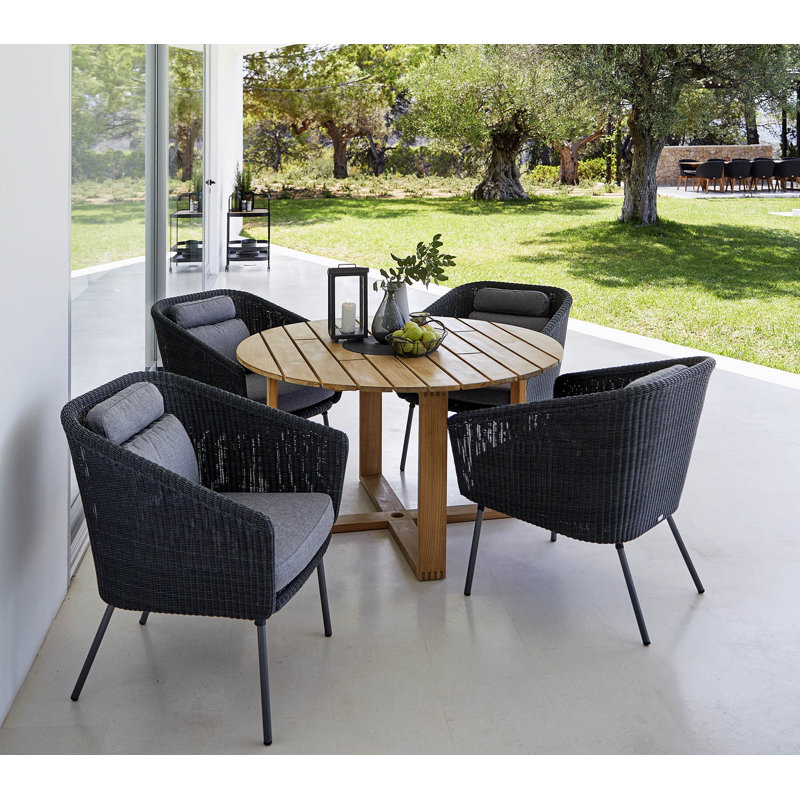 Endless Outdoor Round Teak Dining Table, 29.6" W x 29.6" L x 29.2" H