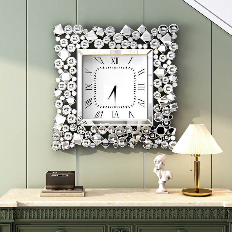 50x50cm Wall Clock Crystal Square Accent Clock
