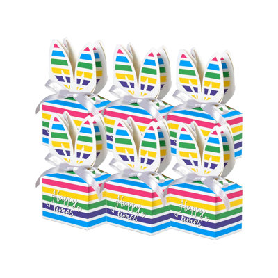 Hand Folding Cute Rabbits Colorful Gift Box Easter Packaging Paper Box In Stock Candy Paper Packing Box 10 P/Pack