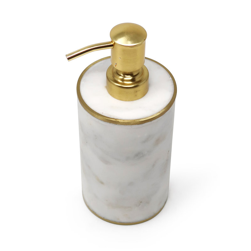 White Marble Dispenser With Gold Pump