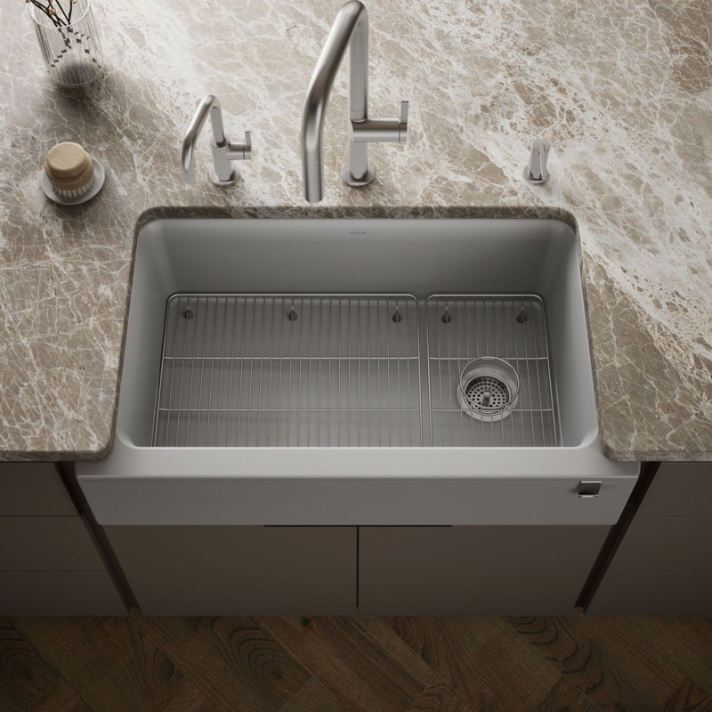 Cairn Undermount Single-Bowl Farmhouse Kitchen Sink, Gray