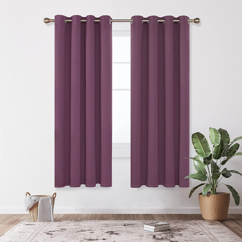 Blackout French Door Curtain Pair, 117 W x 214 D cm, Purple