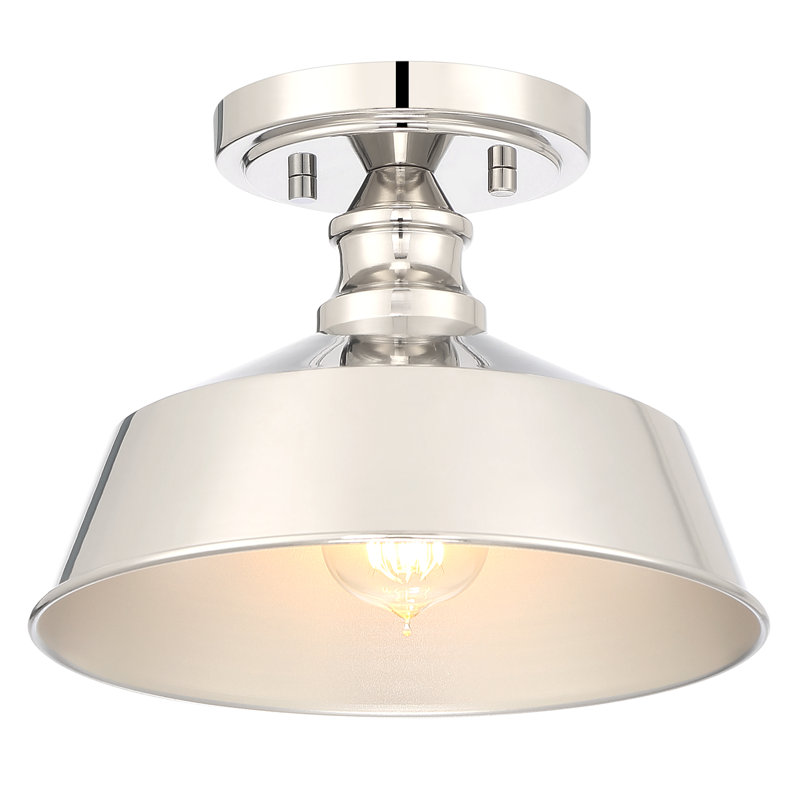 Plafonnier semi-encastré 1 lumière 10 po Jeb, Nickel poli
