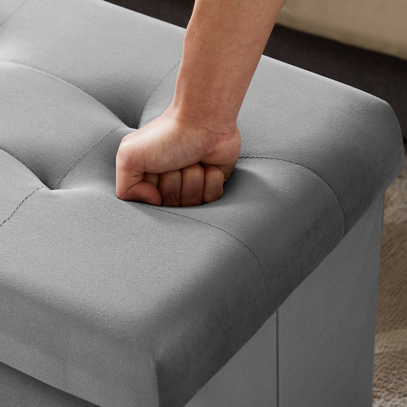 Macklynn Upholstered Ottoman, Gray Polyester Blend