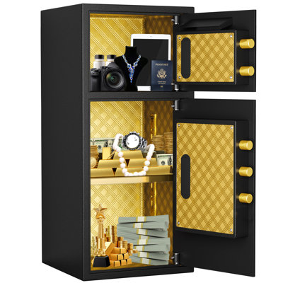 Coffre-fort numérique à double porte de 7 pieds cubes (198 litres) à monnayeur, avec sac étanche, double alarme, code caché, acier épais, anti-effraction, fixation murale ou au sol pour la sécurité de la maison, du bureau ou de l'hôtel.