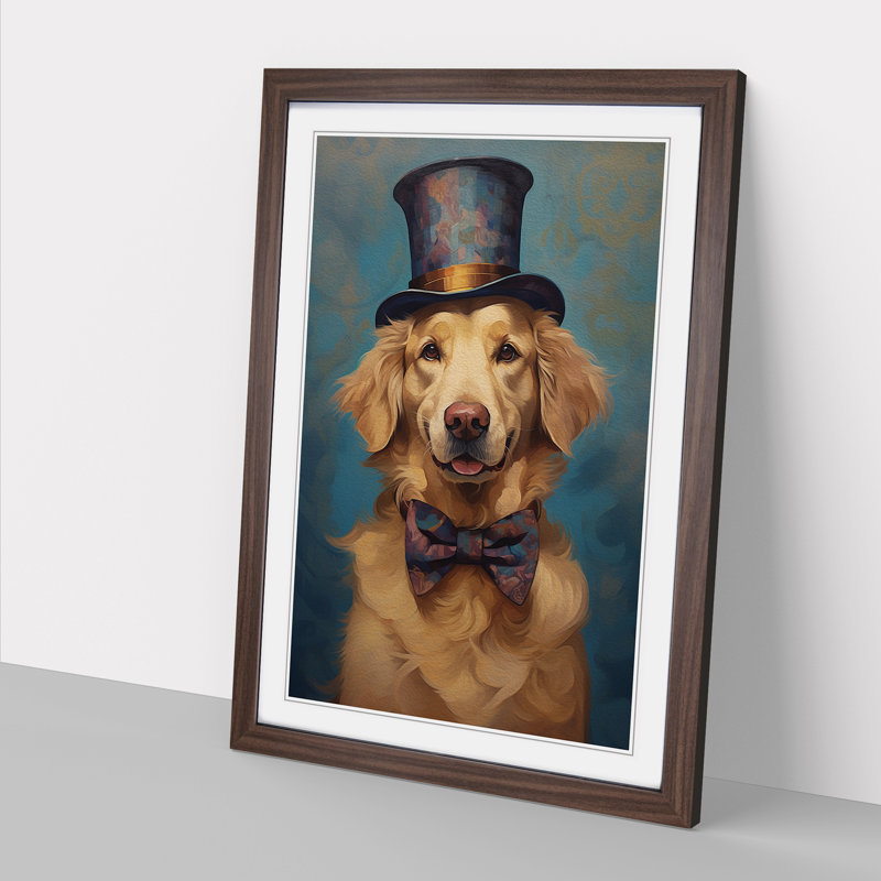 Golden Retriever Dadaism No.2 - Single Picture Frame Print on Wood