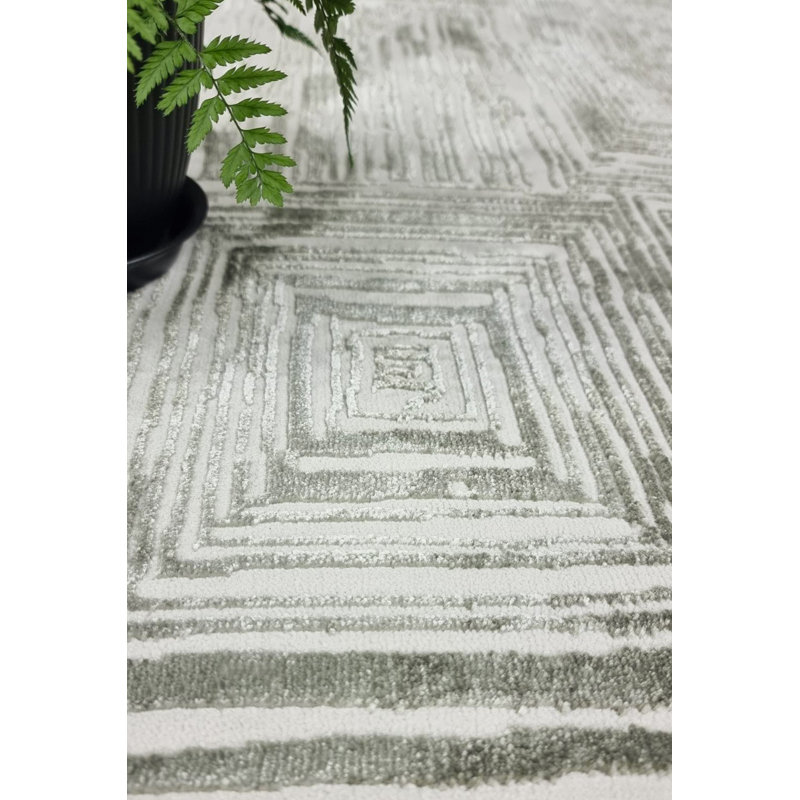 Brenetta Geometric Shapes Green Area Rug, Rectangle 160 x 230cm