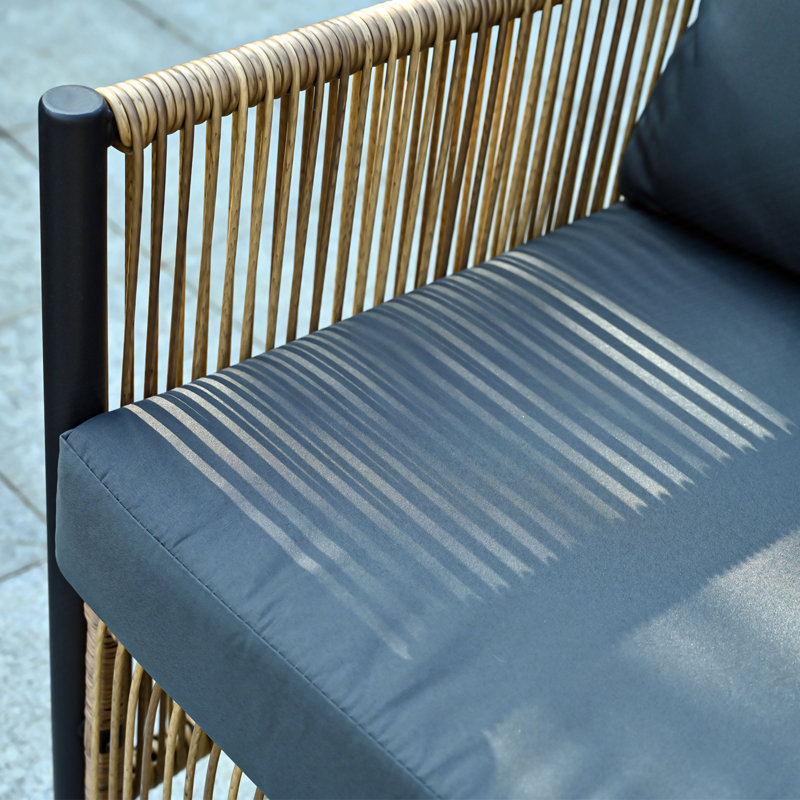 Ensemble de canapé d'extérieur en osier 2 places avec coussin et table