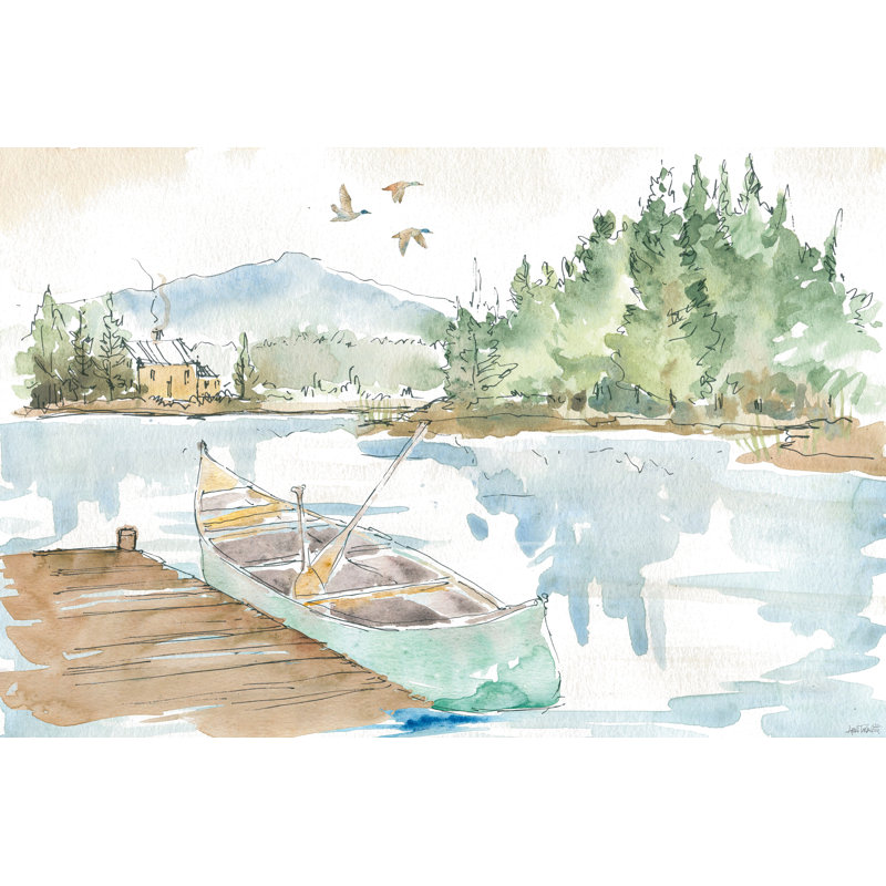 Lakehouse I, reproduction d'art à la machine, H 8 po x l 12 po, Toile encadrée, Érable