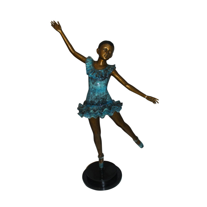 Statue en bronze de ballerine Hiltz - taille: L 34 po x l 15 po x H 46 po.