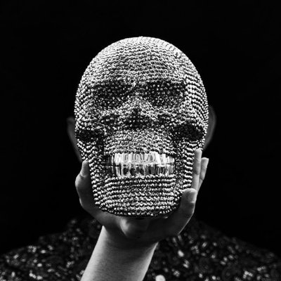 Rhinestone Skull Bank - 8" long