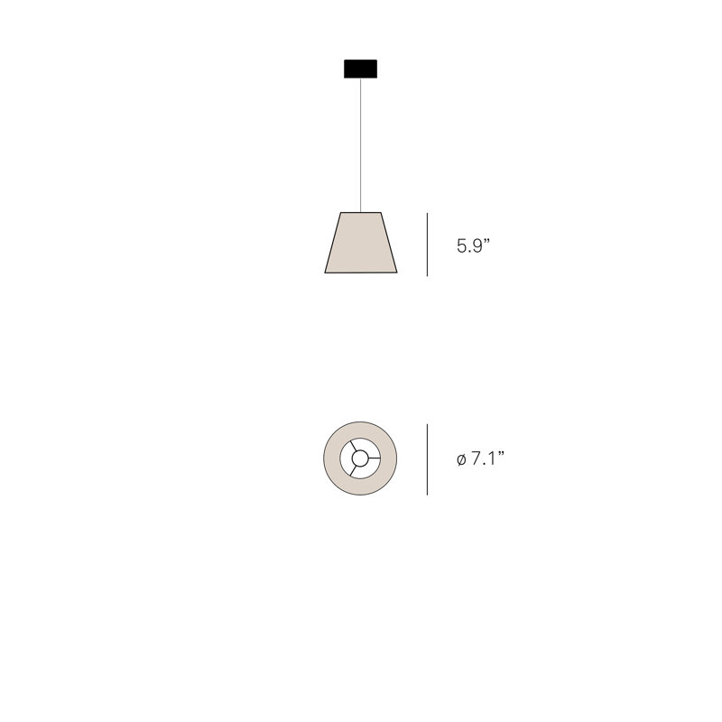 Zeta Conica Pendant, 7.1" Dia., Natural Cherry