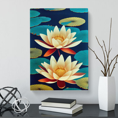 Two Water Lily Flowers - Wrapped Canvas