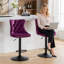Tabourets de bar pivotants en velours à hauteur réglable de 25 à 33 pouces, base de 17,7 pouces, tabourets de bar rembourrés modernes avec dossier capitonné confortable pour un pub à domicile et un îlot de cuisine, ensemble de 2-1977029274