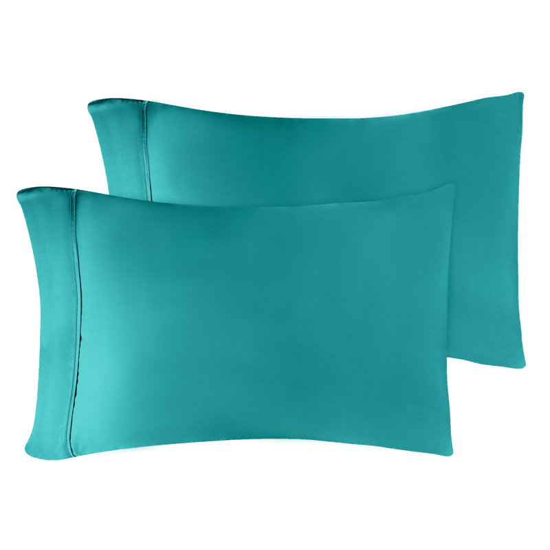 Superior 300 Thread Count Egyptian Cotton Blend Solid Pillowcases Set, King, Teal
