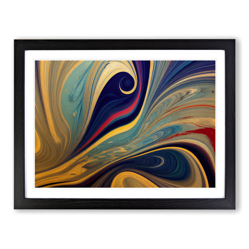 Abstract Marbling Art Vol.4 - Framed Print, Black, 46cm H x 64cm W x 2cm D