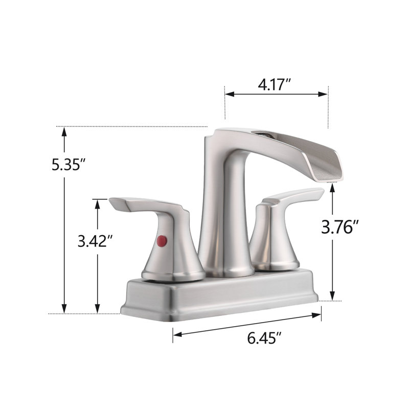 Robinet de lavabo de salle de bain en laiton durable, nickel brossé, conception moderne à deux poignées