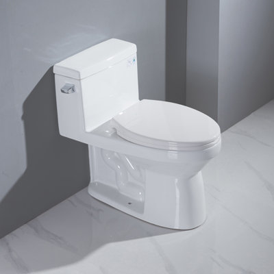 MEJE 1.3 Gallons GPF Elongated Chair Height Floor Mounted One-Piece Toilet (Seat Included)