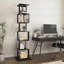 Bibliothèque pivotante 360 ° à 6 niveaux avec base anti-basculement, bibliothèque sur pied et tablette moderne pour le salon, le bureau à domicile et la chambre à coucher