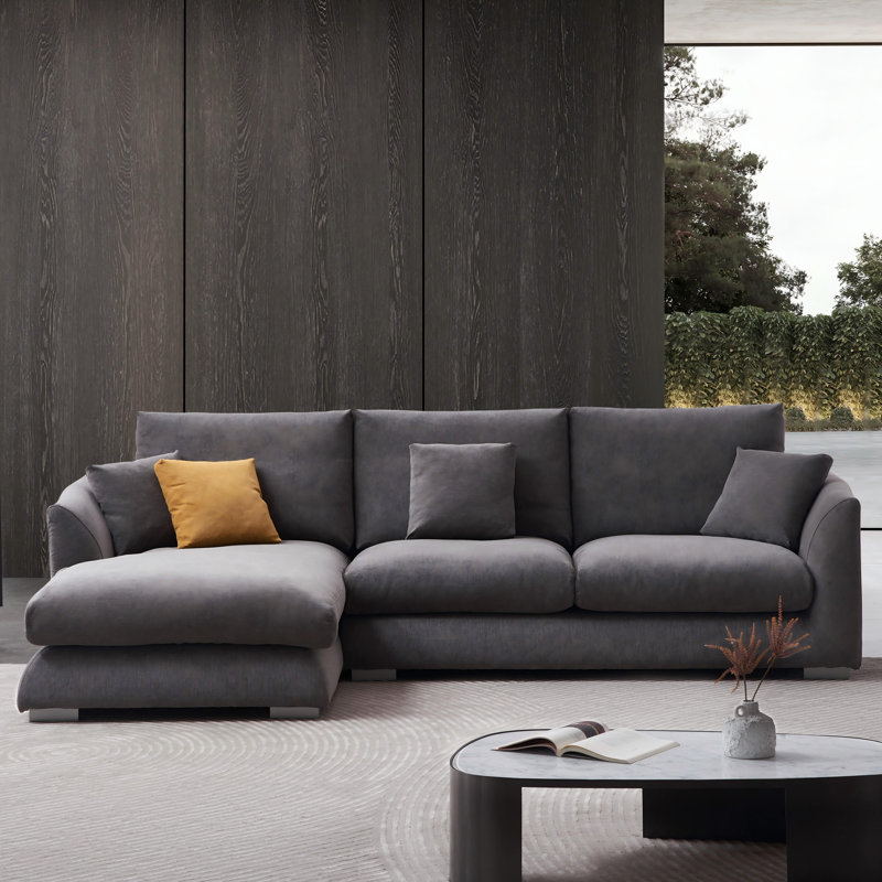 Canapé modulaire rembourré en L 110 po avec pieds réglables pour le salon et le bureau Sofinity, Gris foncé