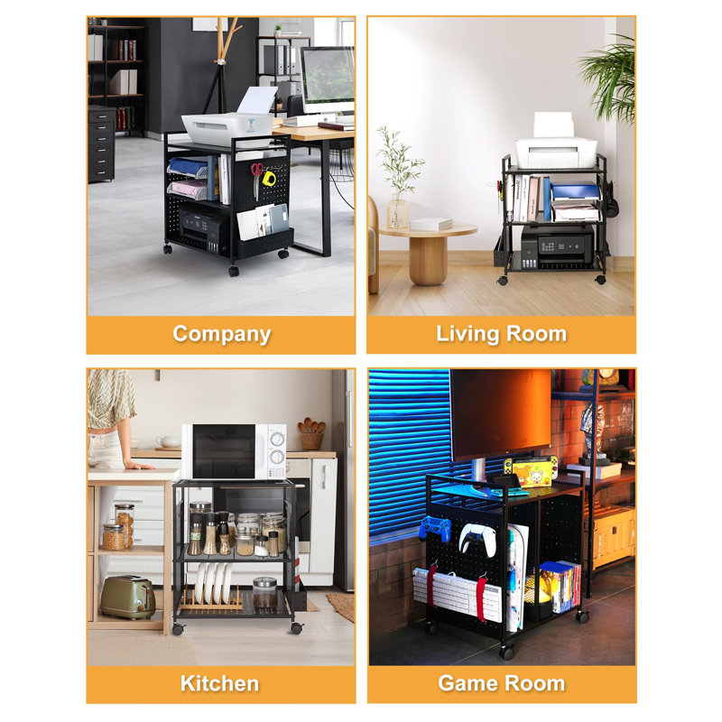 64.5cm H x 40cm W Printer Stand, Black