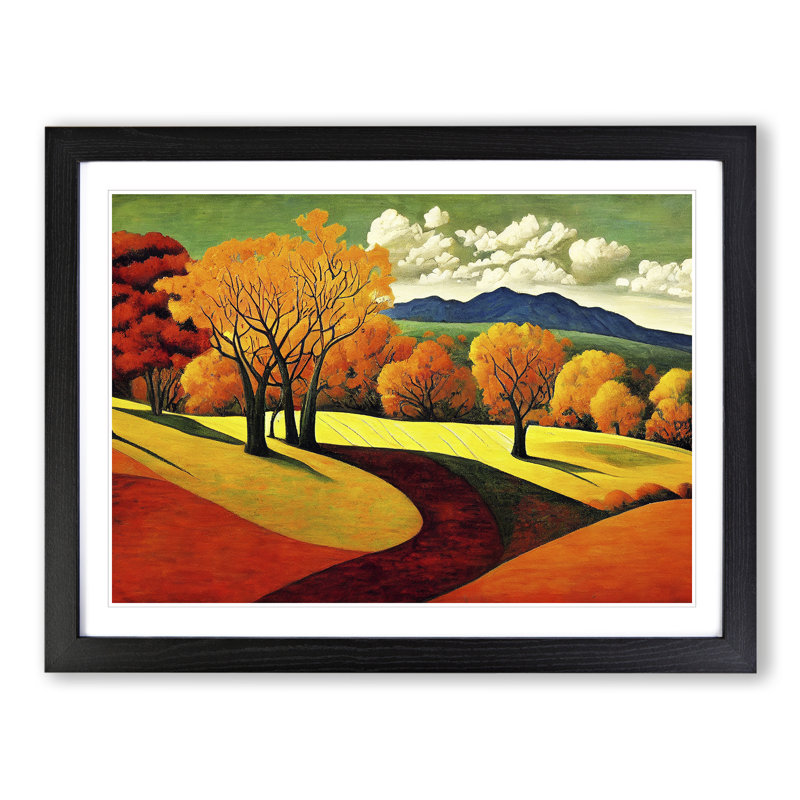 Breathtaking Autumn Forest - Single Picture Frame Print, 25cm H x 34cm W x 2cm D, Black Framed