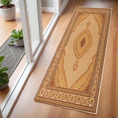 Tapis de couloir marocain 6 pi beige et crème