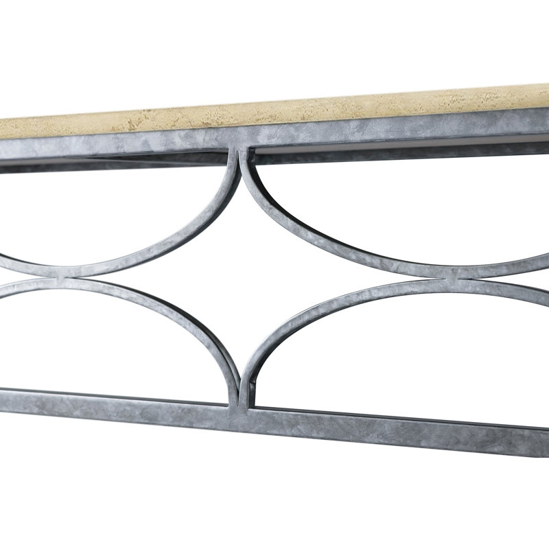 Diamond Console Table, Lite Travertine, Deep Ocean