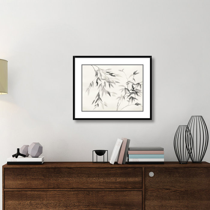 « bambou leaves ii »-reproduction d’image sur toile, H 36 po x l 46 po x P 1,5 po, Cadre noir