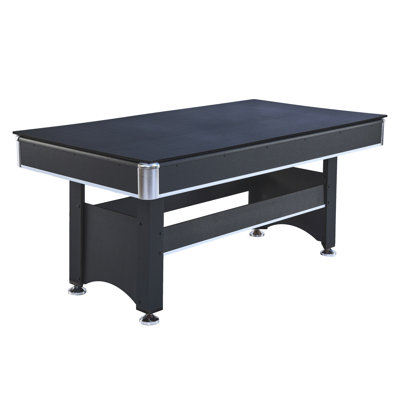 Table multi-jeux 6 pieds avec piscine et tennis de table - Cadre noir avec feutre rouge
