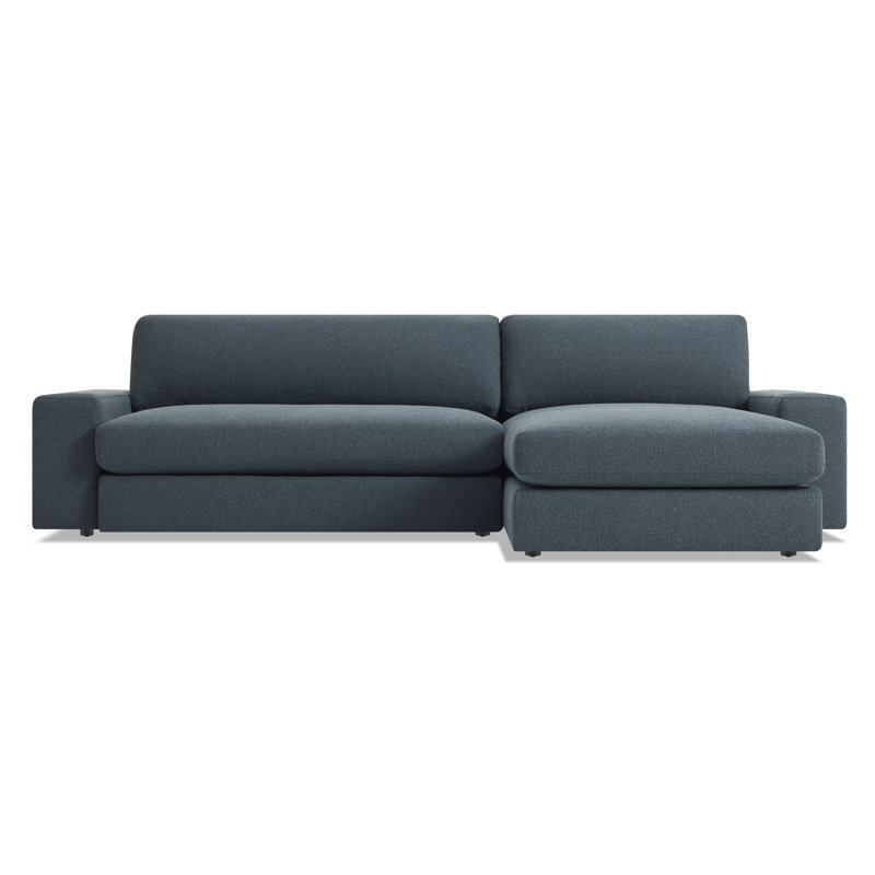 Esker Chaise Sectional, Kelso Blue Polyester, Right Hand Facing