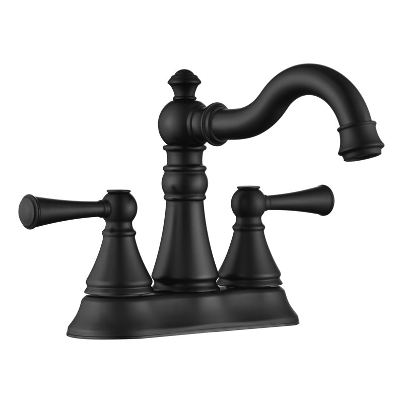 Centerset 2-handle Bathroom Faucet with Drain Assembly, Matte Black