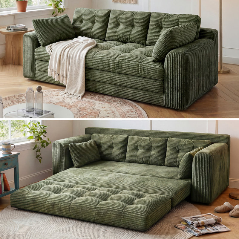 Boneless Convertible Folding Sofa Bed, Sponge Floor Couch with Pillows for Small Space Living Room Bedroom, No-Assembly Required