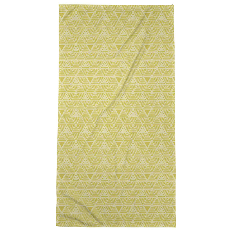 Serviette de plage classique à motif de triangles dessinés à la main, Olive