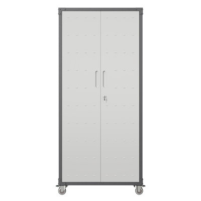 71" Metal Garage Storage Cabinet With Wheels - Heavy-Duty Tool Storage Cabinet  Home, Office, School, And Garage Organization, Black/