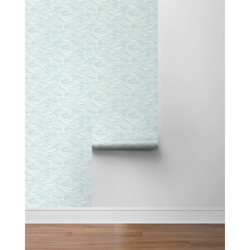 Sky Blue Bayside Waves Peel & Stick Wallpaper