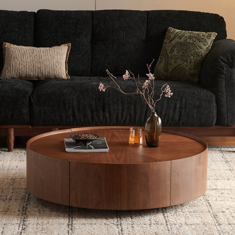 tables basses en noyer, 35,4 pouces, Rond