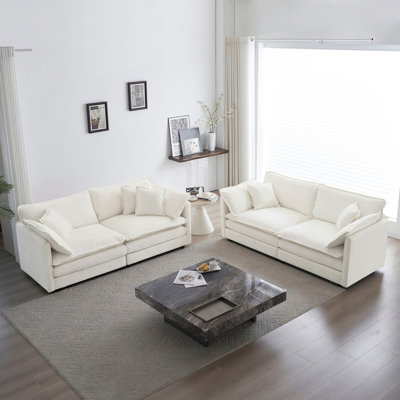 Ensemble de salon avec canapé, ensemble de 2 pièces, causeuse et canapé rembourrés 2 pièces