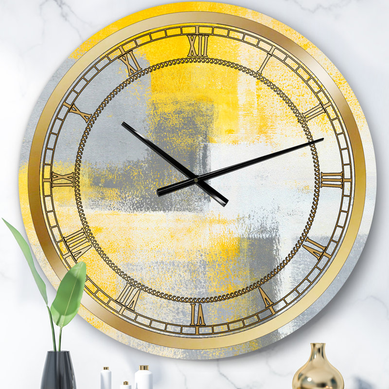 Horloge murale moderne grise et jaune bleu Ixx, Petit